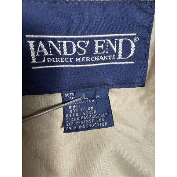 Vintage Lands' End Harrington Bomber Jacket Men’s Large Khaki Lightweight Lined - Picture 4 of 11
